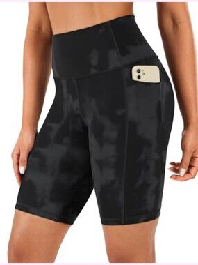 High Waisted Biker Shorts with Pockets 8" Inseam Naked Feeling Yoga Shorts